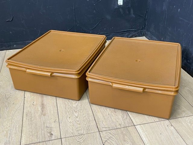 TUPPERWARE タッパーウェア 衣装ケース 4点セット 【中古】 スーパーケース 収納ケース ブラウン / 58325