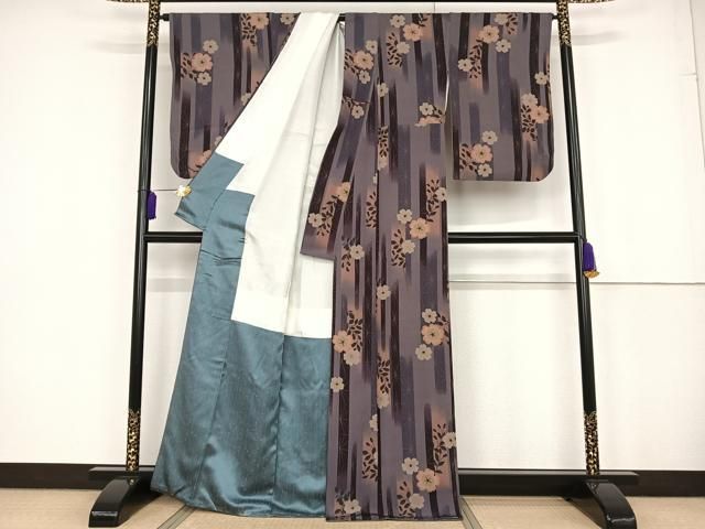 平和屋着物●上質な小紋　枝花間道　暈し染め　正絹　逸品　AAAT3089np 平和屋着物○上質な小紋 枝花間道 暈し染め 正絹 逸品 AAAT3089np