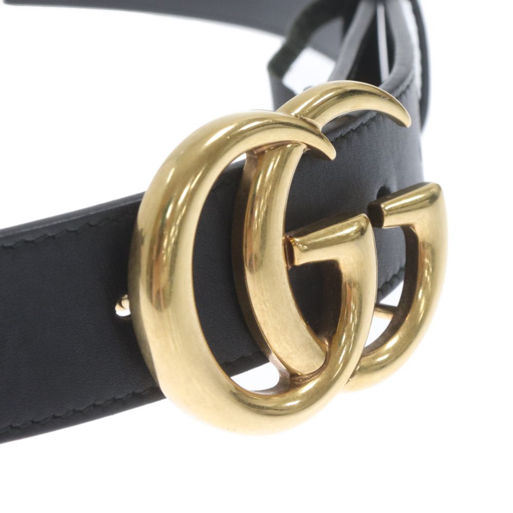GUCCI (グッチ) ダブルG GGマーモントスリムベルトレザー