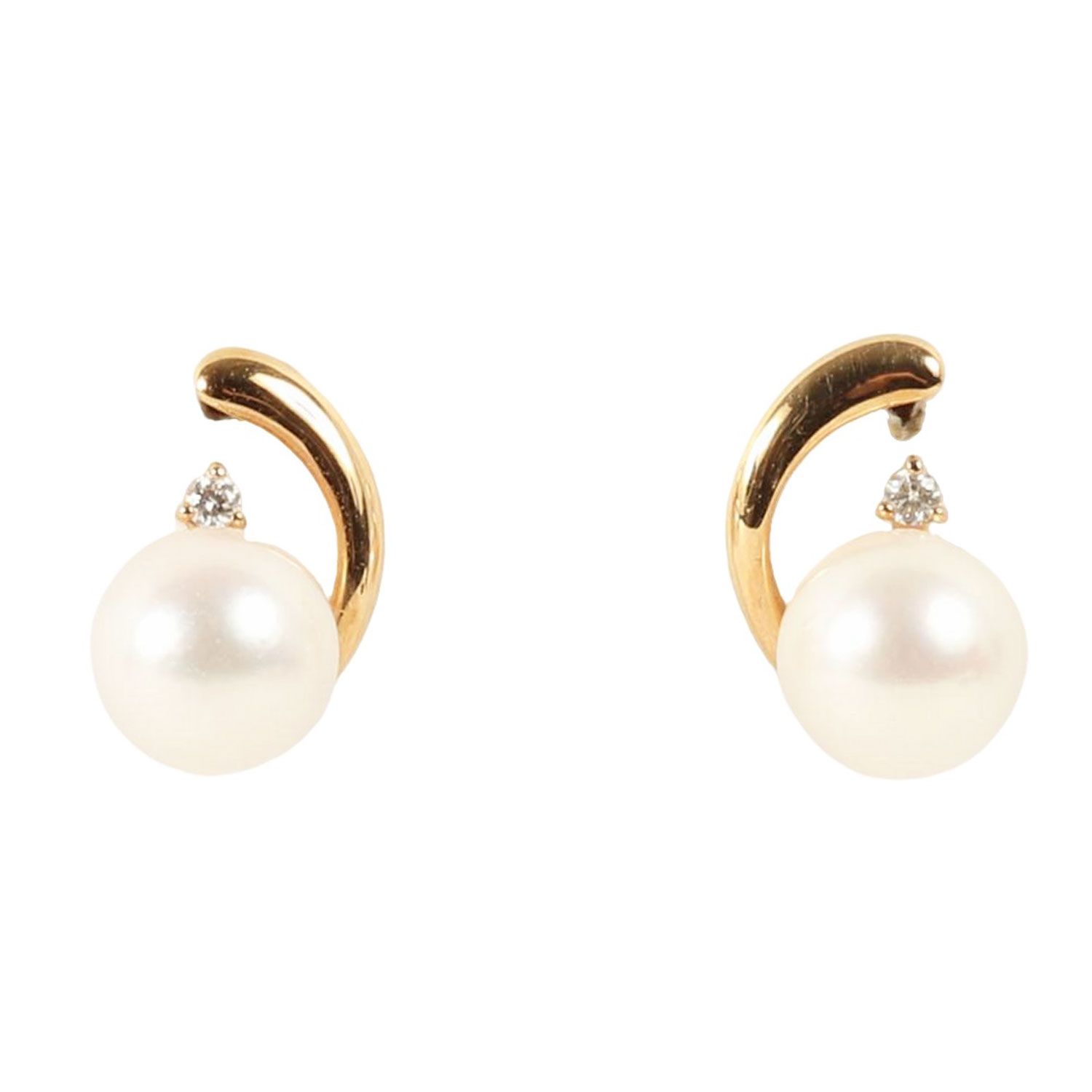 TSUTSUMI ツツミ K18YG アコヤ真珠 ピアス | 両耳用 | ダイヤモンド
