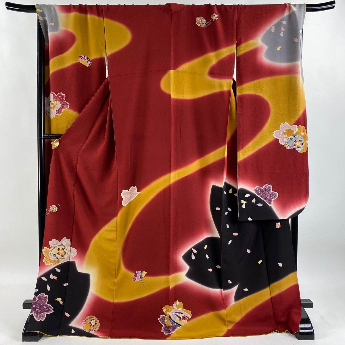 振袖 身丈174.5cm 裄丈70.5cm L 袷 袋帯フルセット 落款 桜 簪