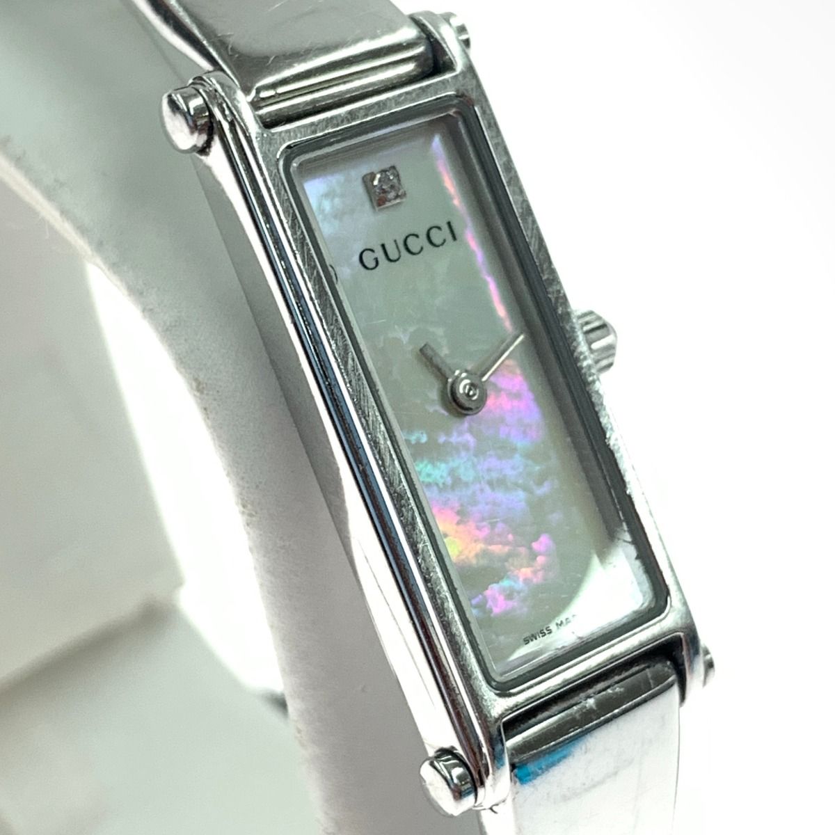 グッチ 腕時計 バングルウォッチ 1500L シルバー シェル文字盤 XXXX*スイス製*GUCCI グッチ*1500L*シェル文字盤*レディース*