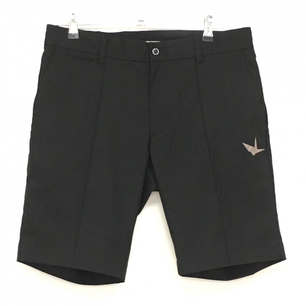 超美品】ウノピュウノウグァーレトレ ハーフパンツ 黒 鶴 サイドロゴ白  