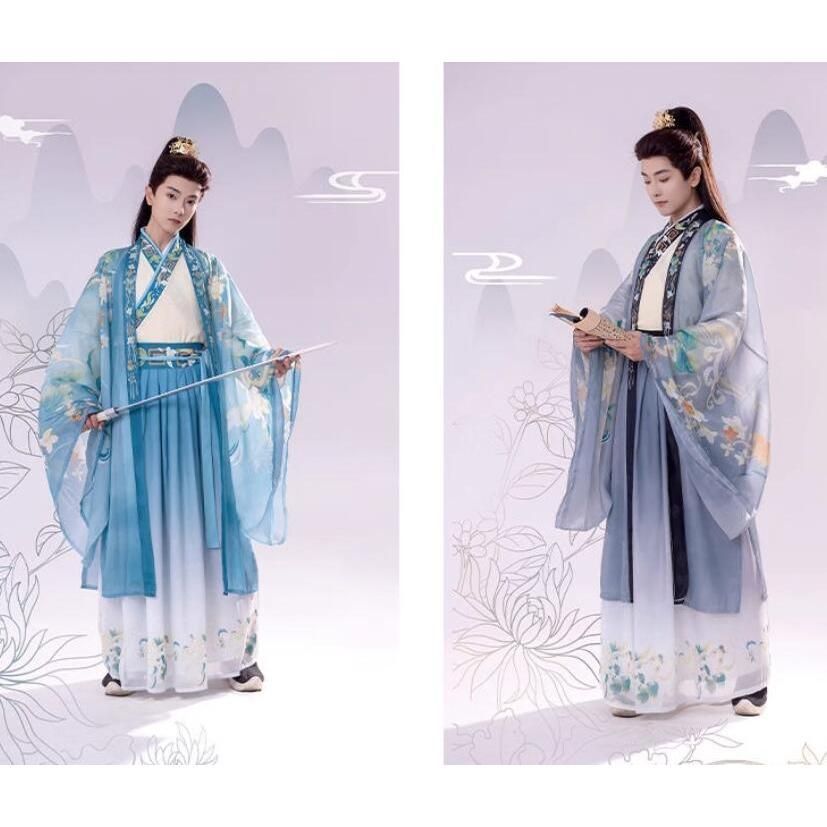 漢服 大人 男女兼用 中華コスプレ衣裳 振袖の羽織付き 華やか3点セット メンズ レディース 爽やか 飄逸 グラデーション チャイナ服 花柄プ BJ0903ML155 WWW_TRAVELLANDINDIA_COM