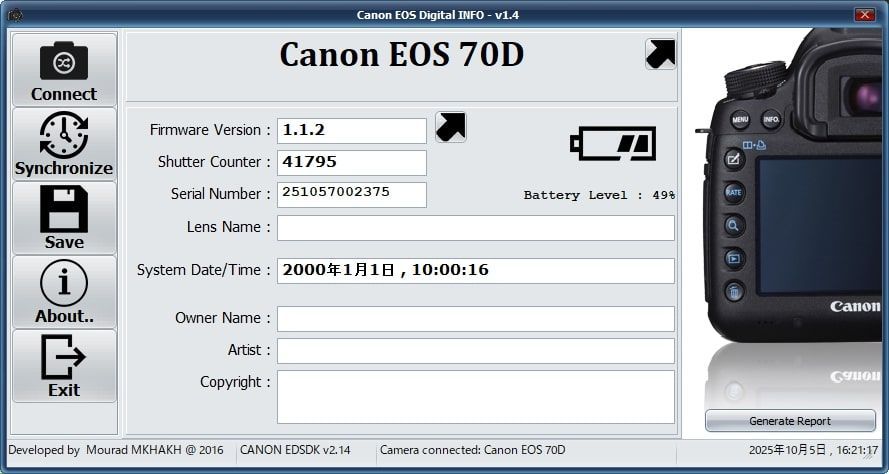J10[6930]10 キヤノン Canon EOS 70D ボディ 【ショット数 41,795回