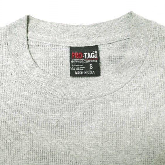 PRO-TAG プロタグ アメリカ製 サーマルカットソー S グレー 長袖 ワッフル Tシャツ MADE IN USA トップス g17789