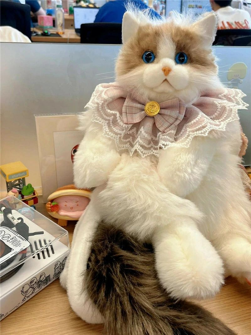 LATAFA] かわいいぬいぐるみ猫バッグ、ふっくらとした3D目の猫