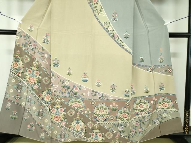 平和屋着物○訪問着 作家物 洋花文 金銀彩 正絹 逸品 DAAQ2930ps