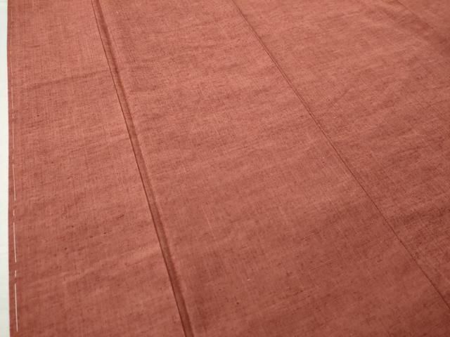 平和屋着物○結城紬 色無地 銀朱色 証紙付き 正絹 逸品 未使用