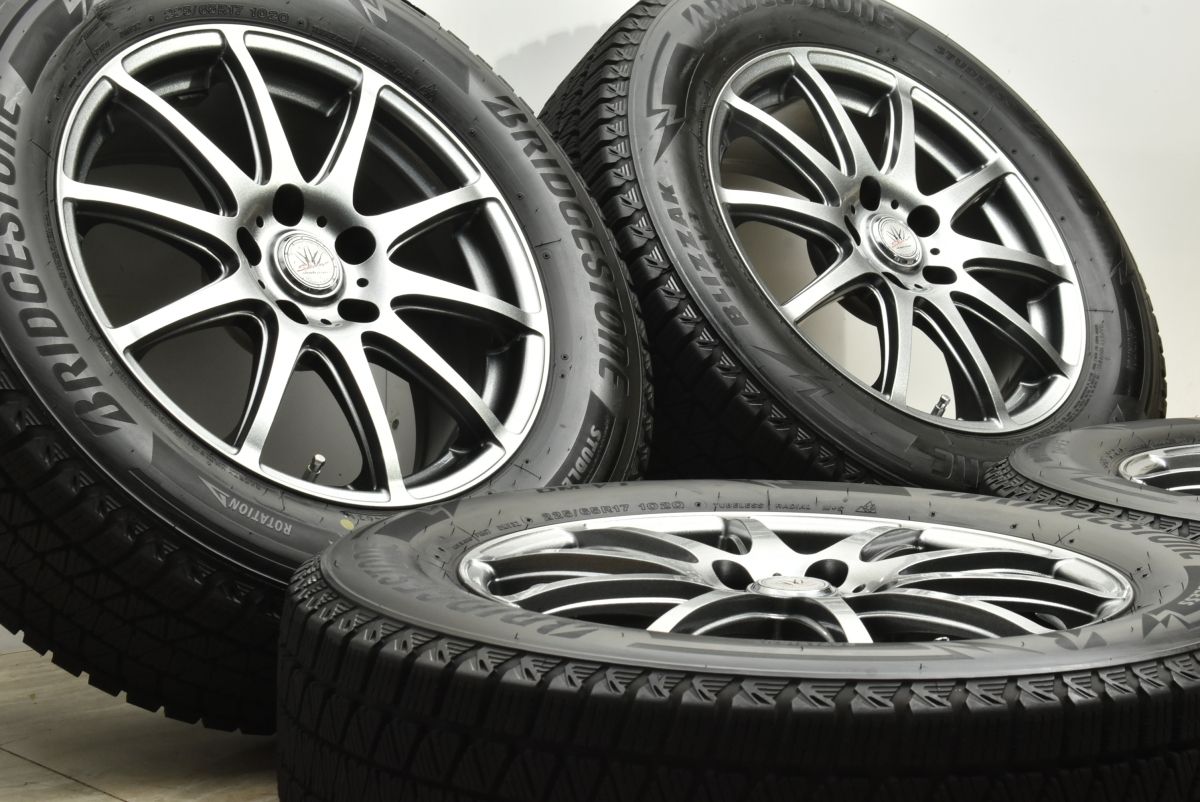 バリ溝 ロクサーニスポーツ 17in 7J 38 PCD114.3 ブリヂストン ブリザック DM-V3 225 65R17 クストレイル CX-5 CX-8 スタッドレス