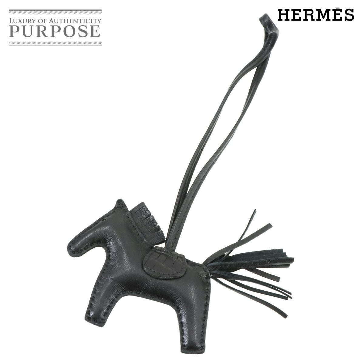エルメス HERMES ロデオ PM タッチ バッグチャーム アニューミロ アリゲーター ソーブラック Z刻印 Rodeo Touch Bag Charm 90279699