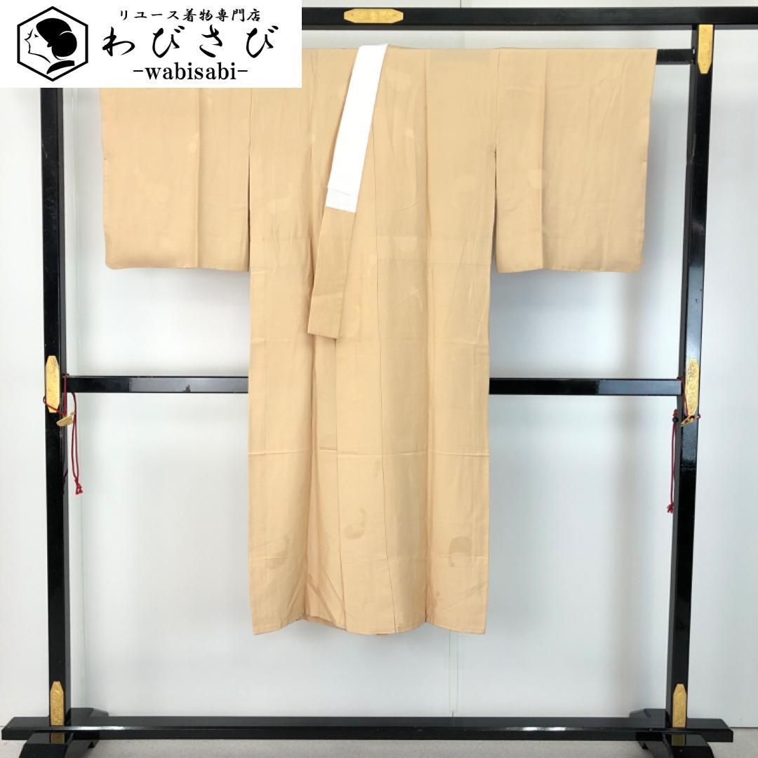 長襦袢 単衣 瓢箪 薄山吹鼠色 半衿付 J-342