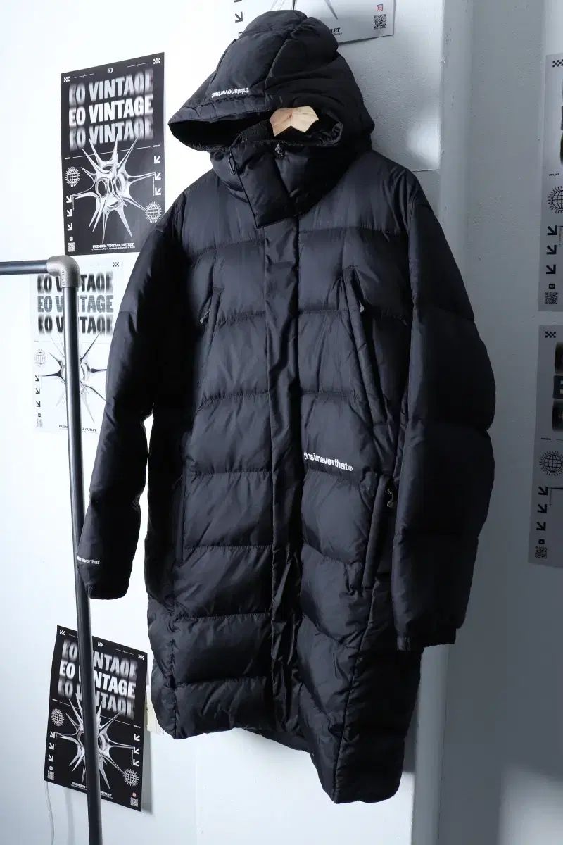 （ M ） thisisneverthat(ディスイズネバーザット) ロング丈ダウンパーカー ジャンパージャケット 黒 オールドスクール ルーズフィット- 112FF
