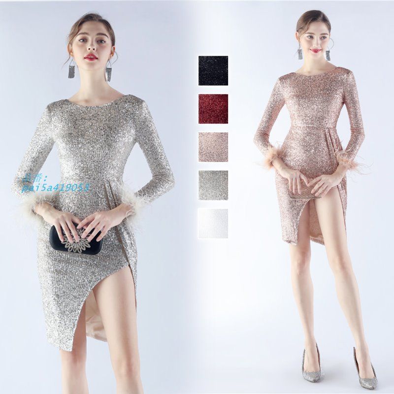 ドレス ミニドレス 長袖 マーメイドドレス パーティードレス マーメイドラインドレス ウェディングドレス ウエディングドレス イブニングドレス pai5a419053