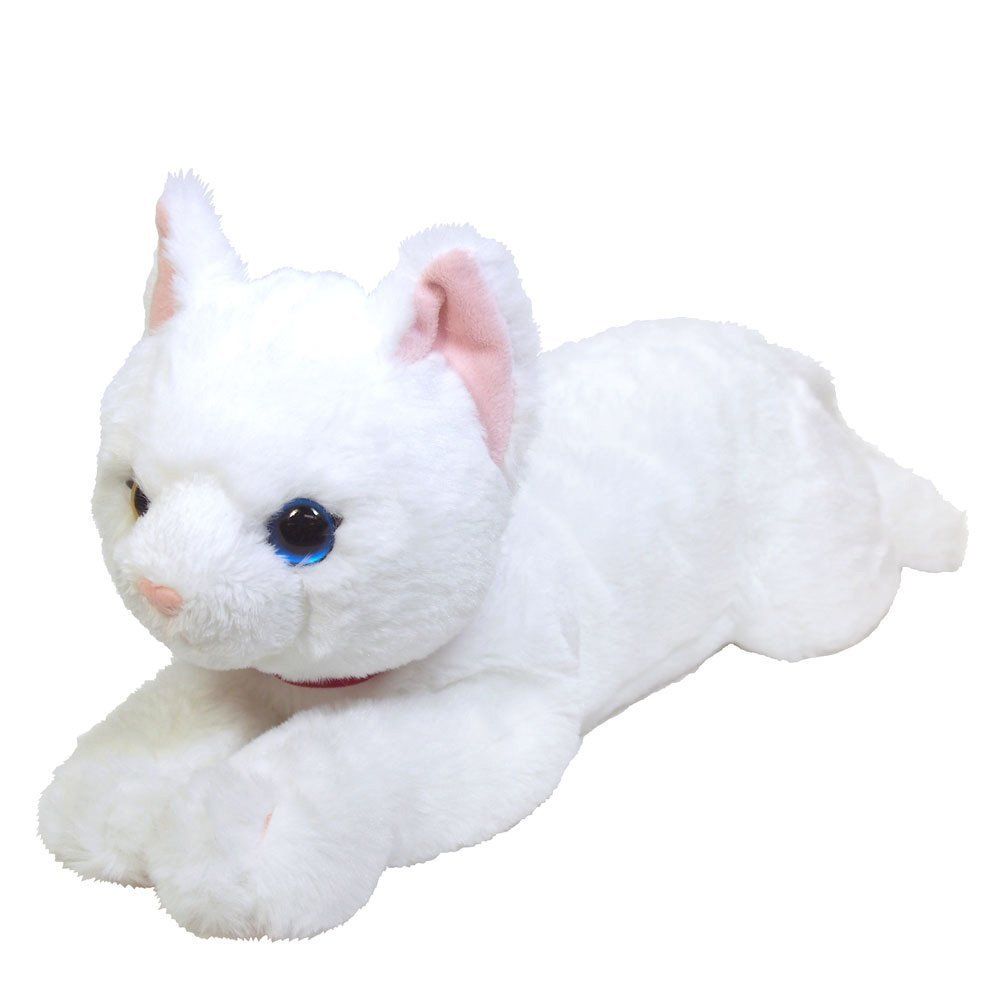 サンレモン ひざ ねこ オッドアイ ホワイト M 17×18×47cm ぬいぐるみ アニマル P-1832 [ねこ オッドアイM]