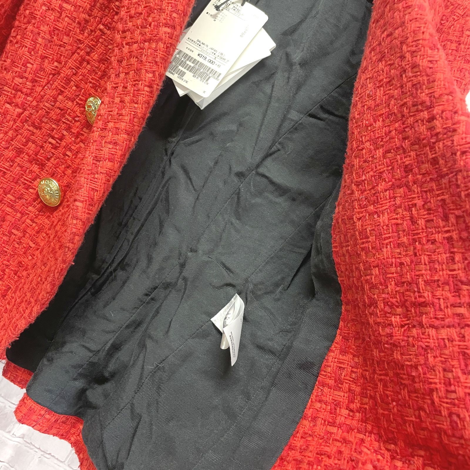 ざ*ー様 BALMAIN バルマン ツイード ジャケット レッド BALMAIN バルマン ツイード ジャケット レッド