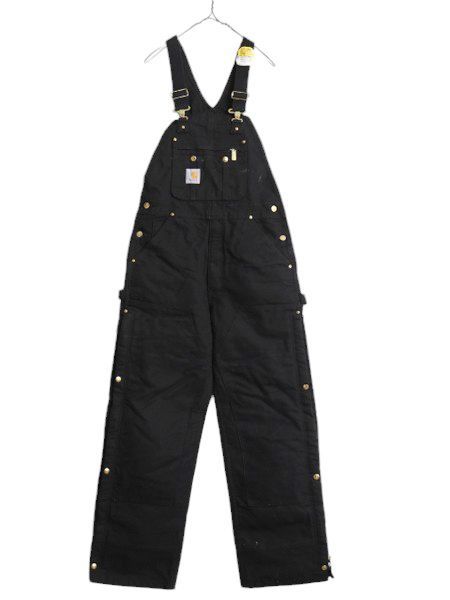 【お得なクーポン配布中!】 デッドストック US企画 カーハート ダブルニー ダック オーバーオール メンズ 32 30 / CARHARTT ペインター 中綿 キルティング ライナー 黒