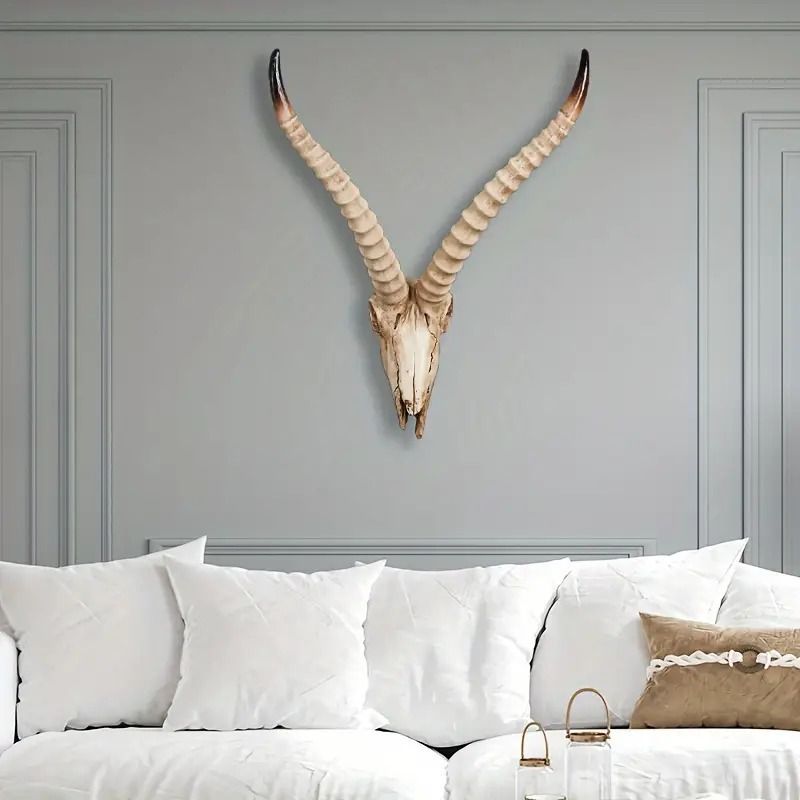 壁掛け装飾 動物の頭 ロングホーン 羊 牛 フェイク 頭蓋骨