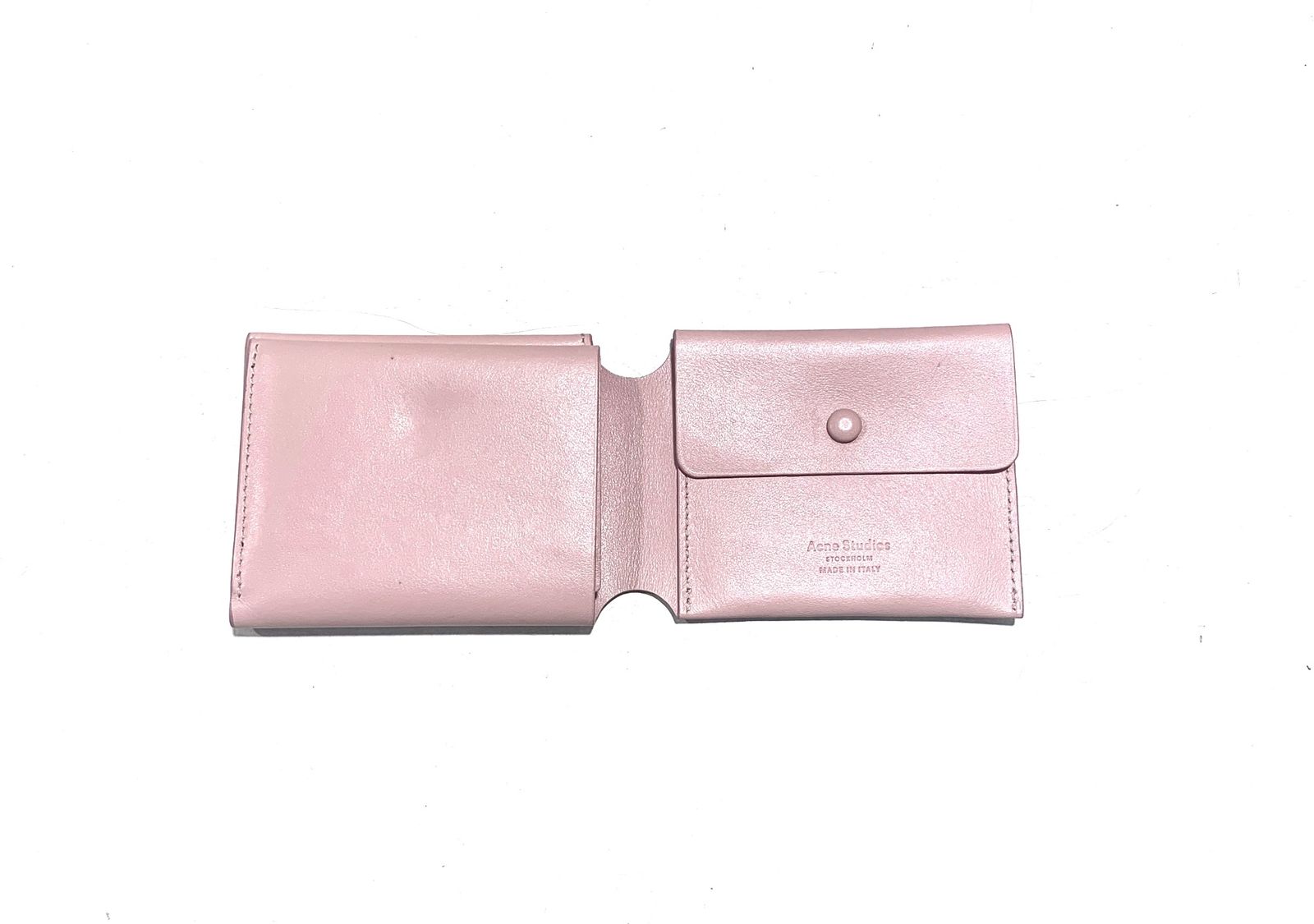 箱付　ACNE　STUDIOS　アクネストゥディオズ　三つ折り　ミニ財布　コンパクト財布　ショートウォレット　イタリア製　ピンク