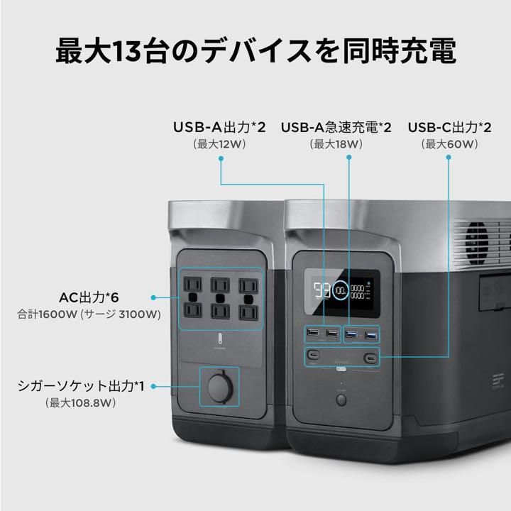 EcoFlow ポータブル電源 DELTA1000 大容量 1008Wh 急速 - 山本山商会