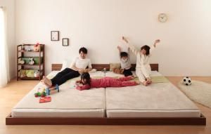ずっと使える・将来分割出来る・シンプルデザイン大型フロアベッド プレミアムボンネルコイルマットレス付き ワイドK260(SD+D) 組立設置付