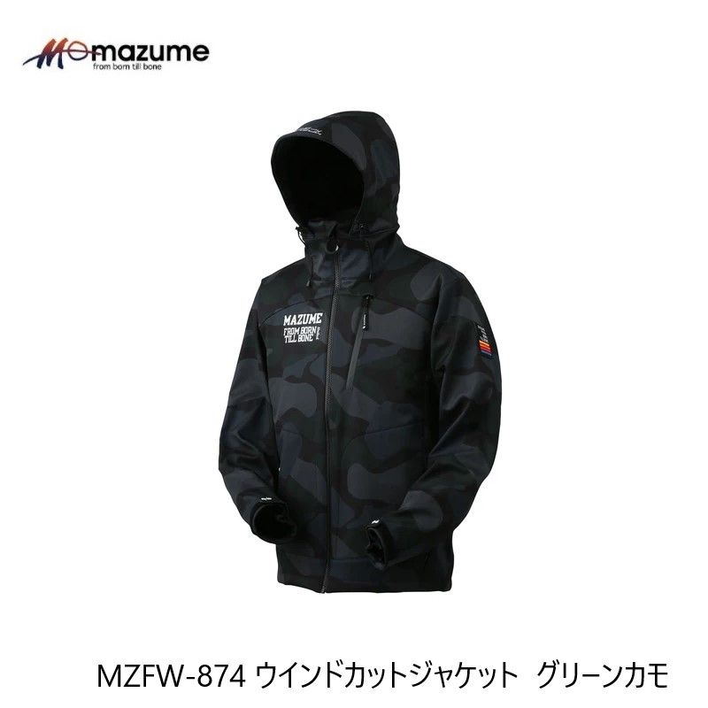  MZFW 874 mazume ウインドカットジャケット M グリーンカモ 防寒着 防寒ウェア ジャケット 渓流竿 フライライン フィッシングジャケット ウェア