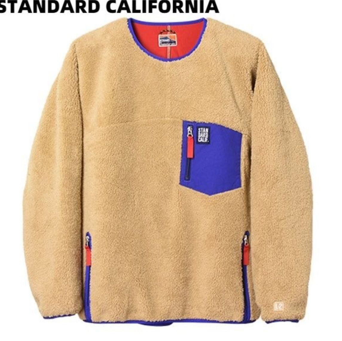 L STANDARD CALIFORNIA SD CLASSIC PILE PULLOVER DLS L 2 BEIGE BLUE カリフォルニア クラッシック パイル プルオーバー