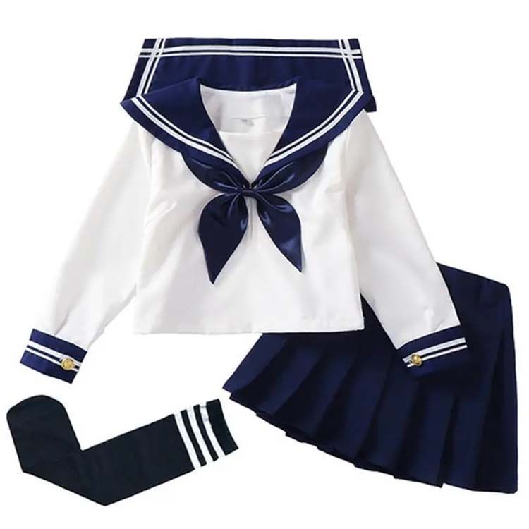 送料無料 キッズ 半袖 長袖 学生服 コスプレ 衣装 セーラー服 スーツ 子供 女の子 こどもスーツ 女子高生 制服 上下セット セーラーセット 4点セット ミニスカート シャツ ブラウス コスチュ
