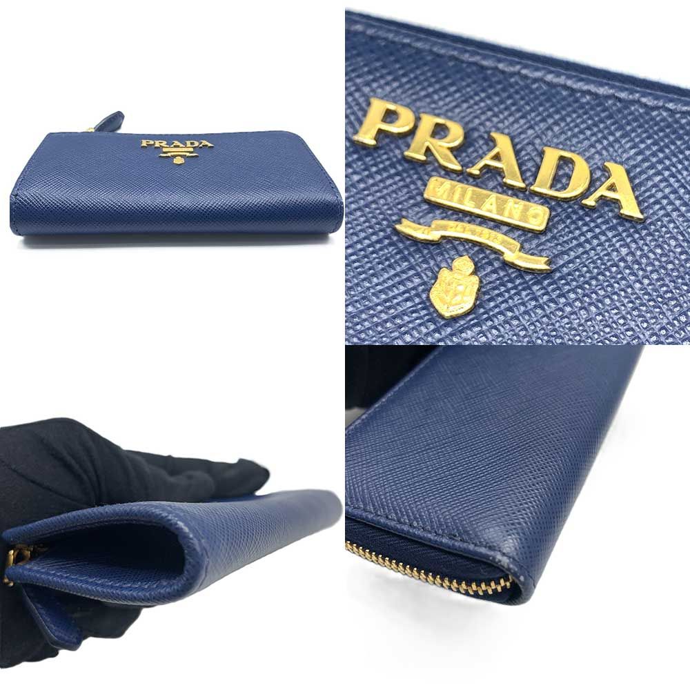 【美品】プラダ コインケース キーリング サフィアーノレザー 1PP026 黒 PRADA プラダ コインケース 小銭入れ レディース キーリング