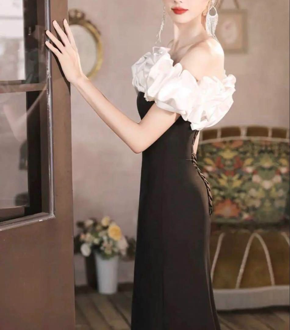 胸元のフリルの綺麗なマーメイドドレス♩.• 胸元のフリルの綺麗なマーメイドドレス