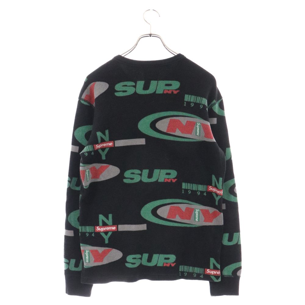 SUPREME18AW NY WAFFLE THERMAL ブラックシュプリーム SUPREME (シュプリーム) 18AW NY Waffle Thermal ワッフル