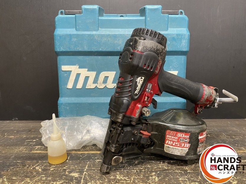 ● 品 makita マキタ AN531H 高圧 エア釘打機 カラー レッド 50mm 使用空気圧 1.18-2.26MPa 付属品 ケース付