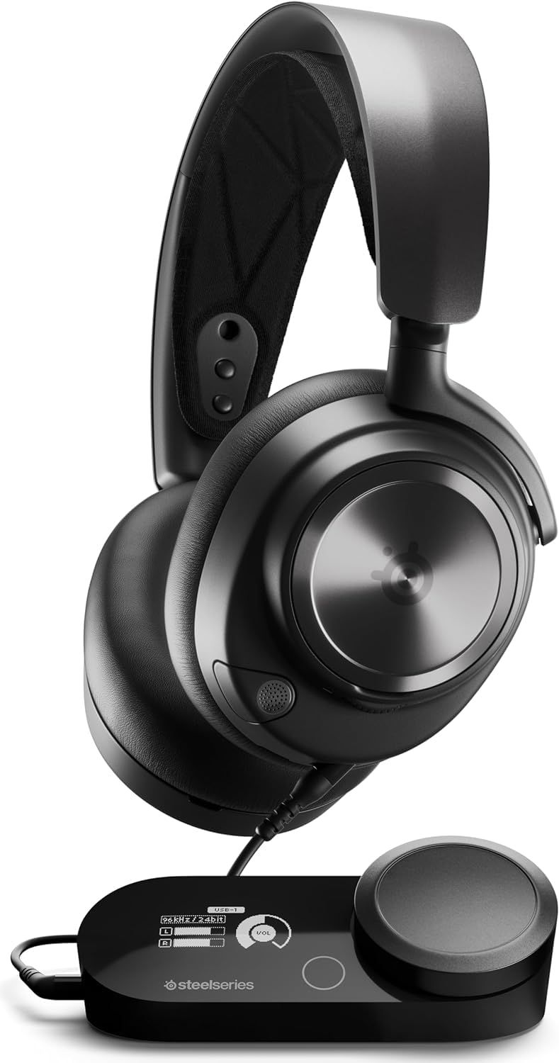 SteelSeries ゲーミングヘッドセット ヘッドホン Arctis Nova Pro 軽量 有線 密閉型 ハイレゾ PC PS5 PS4 Switch 対応 DAC搭載 Hi-Fiサウンド 61527 ブラック 調整可能 