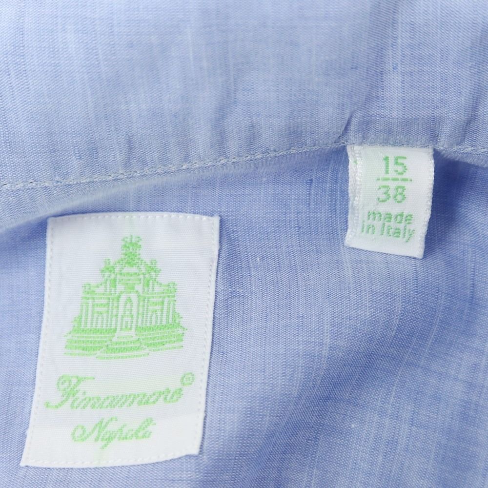 中古】フィナモレ Finamore コットンリネン ワイドカラーシャツ