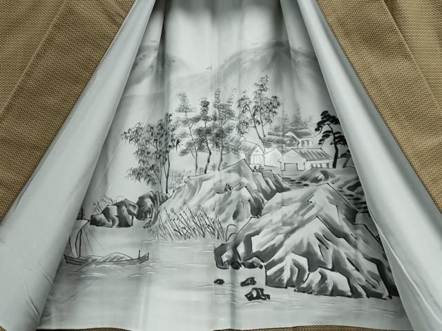 平和屋着物○男性 お召 アンサンブル 100亀甲 キングサイズ 正絹 逸品