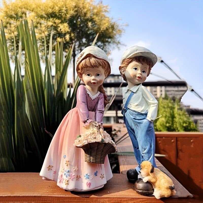 置物 オブジェ ガーデンオーナメント  室内 屋外 インテリア カップル 少年 少女 玄関 リビング ダイニング 装飾 オフィス 庭 ガーデニング 装飾 ガーデン インテリア 樹脂