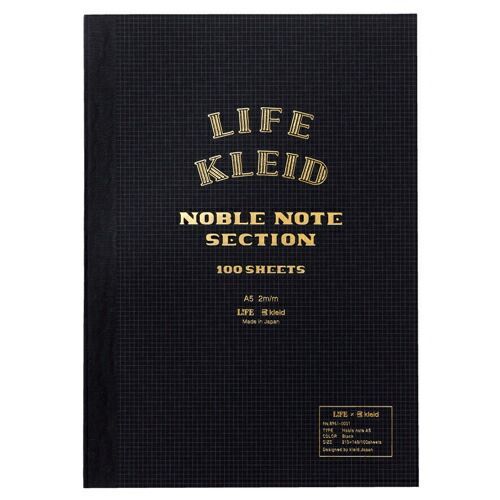 まとめ クレイド ノーブルノート LIFE×kleid ブラック A5 2mm方眼 8961 ×10セット