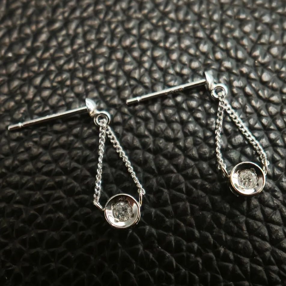 K14WG製 天然ダイヤモンド ピアス