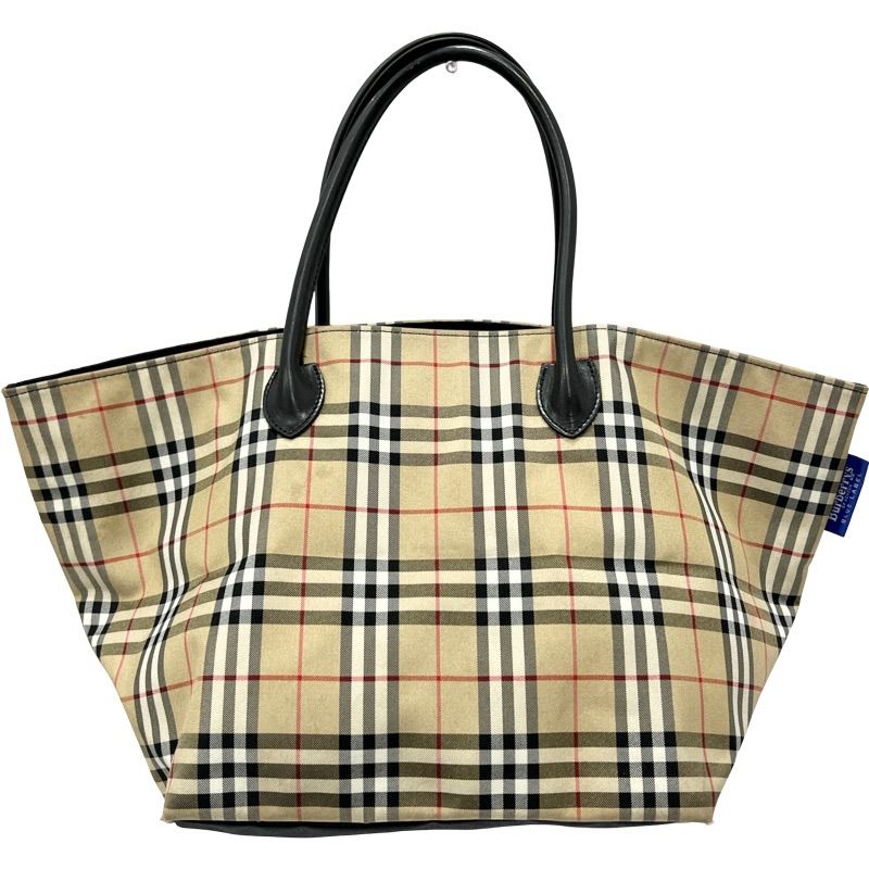【未使用保管品】バーバリー トートバッグ ロゴ刻印 ノバチェック キャンバス Burberry ノバチェック トートバッグ キャンバス レザー