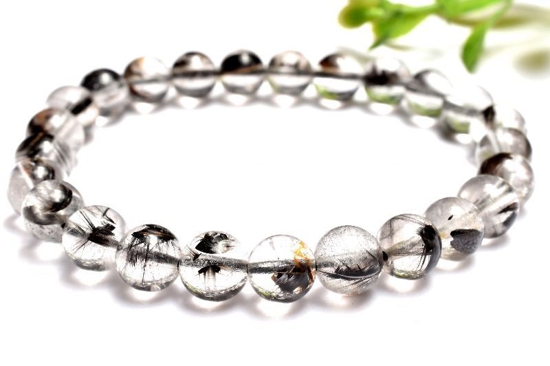 １点物 ブルッカイト入り プラチナタイチンルチルクォーツ 7.5-8mm ブレスレット パワーストーン 天然石 _MA8434