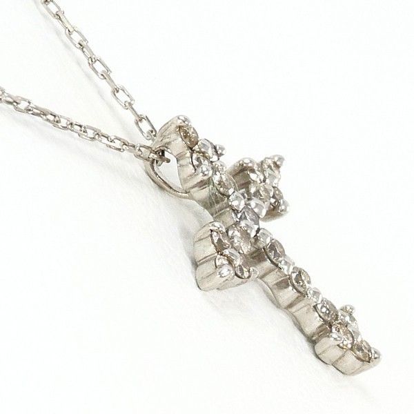 K10WG ネックレス necklace ダイヤ 0.12 総重量約0.8g 約40cm