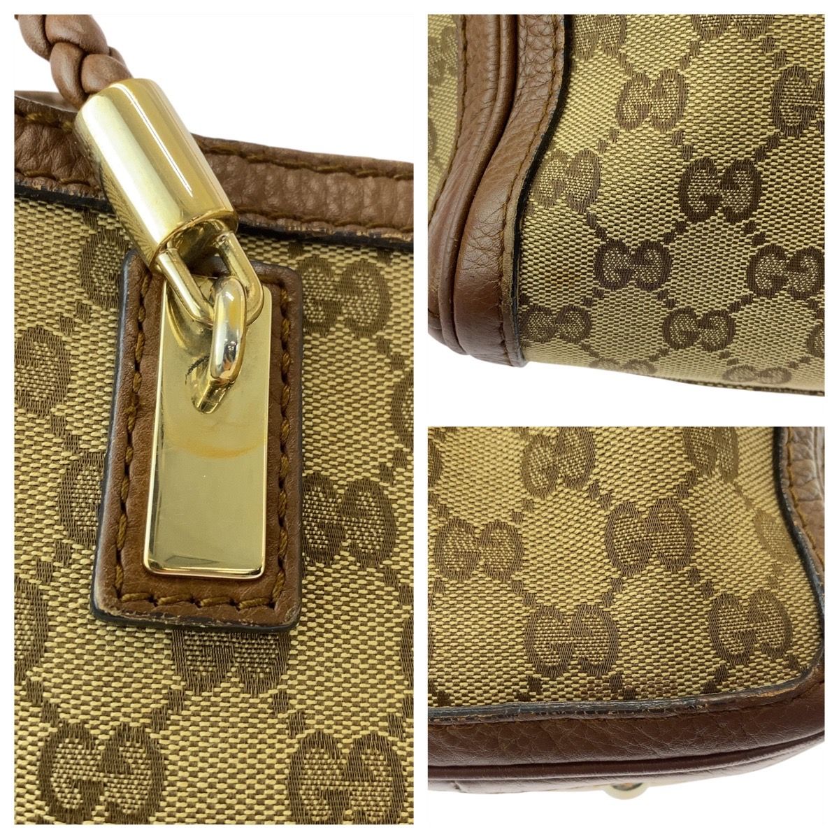 美品 GUCCI グッチ ベラバンブー ベージュ ブラウン ゴールド金具 GG  