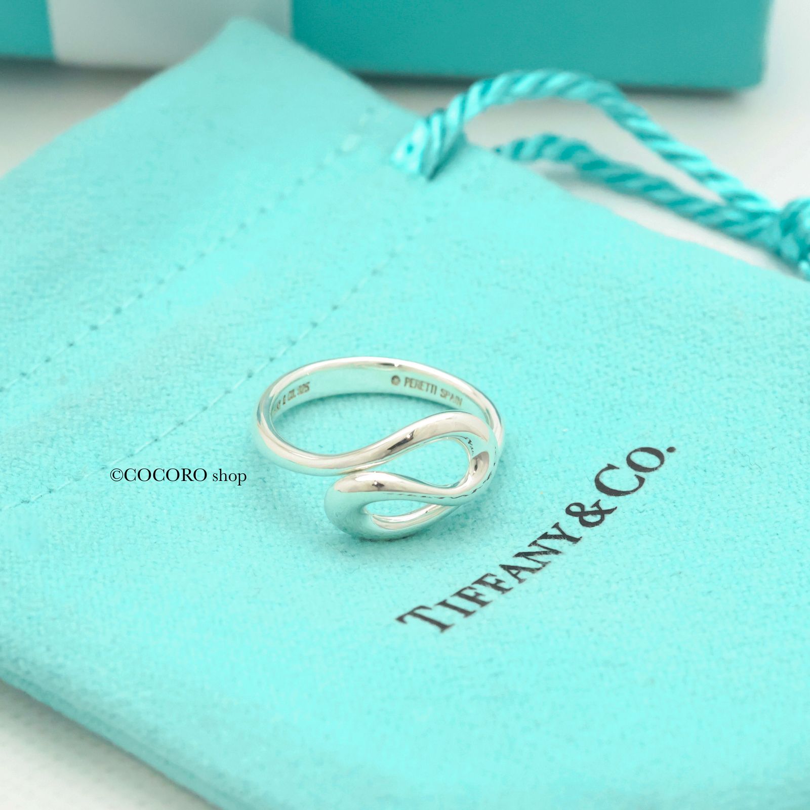 TIFFANY&Co.　ペレッティ　オープンウェーブリング　6号　SV925　袋 美品】ティファニー TIFFANY＆Co. オープン ウェーブ エルサ