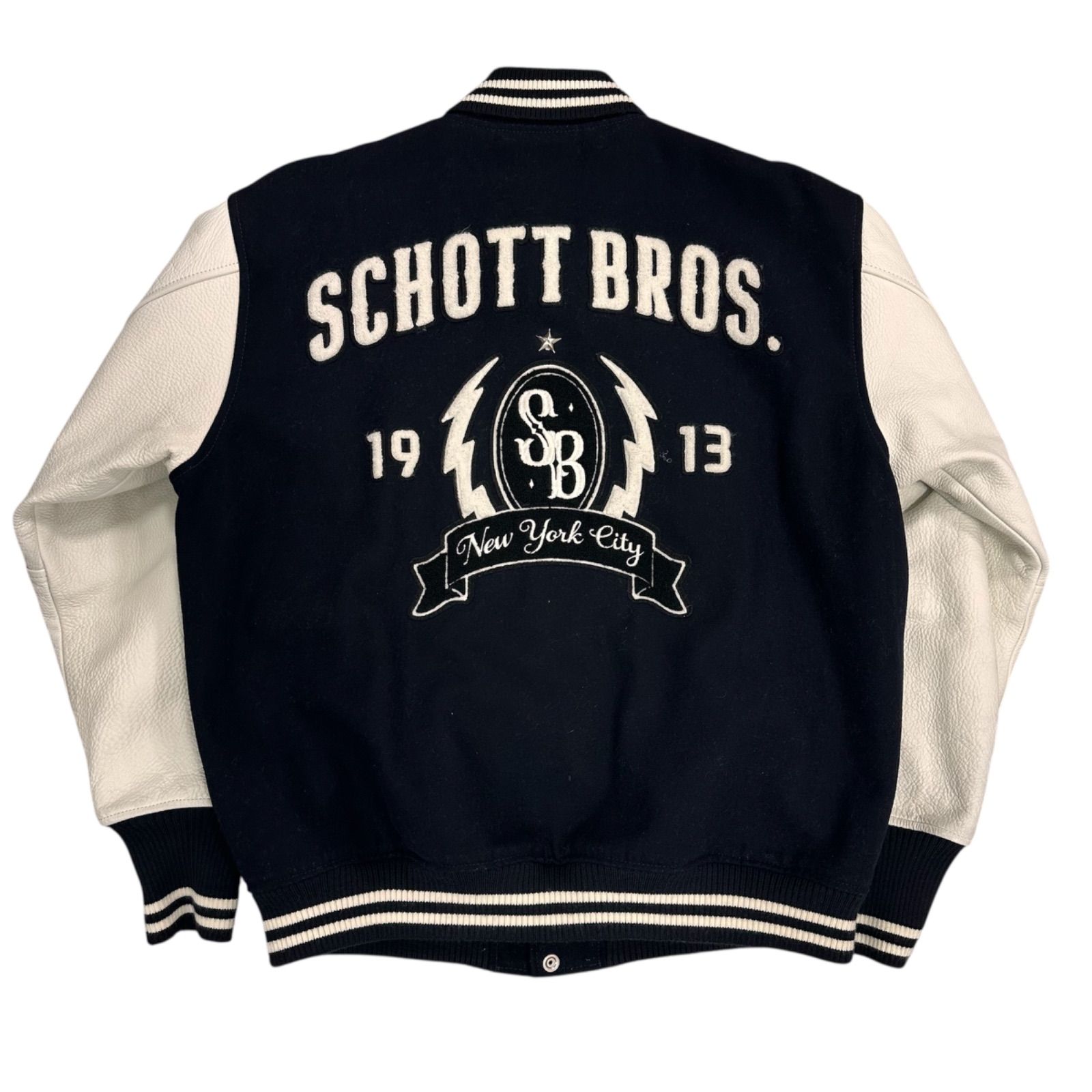 70】schott ショット スクーカム スタジアム ジャケット スタジャン 黒