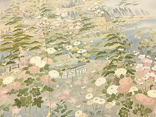 平和屋着物○十日町友禅 一梗 訪問着 御所解松竹梅風景文 暈し染め