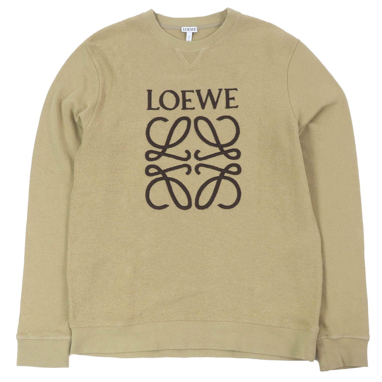 □LOEWE ロエベ S6199800CR コットン アナグラム エンブロイダリー 刺繍 トレーナー スウェットシャツ ベージュ M メンズ