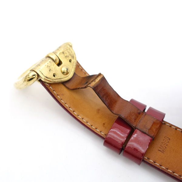 LOUIS VUITTON / ルイヴィトン □ベルト ヴェルニ 赤 ゴールド 82