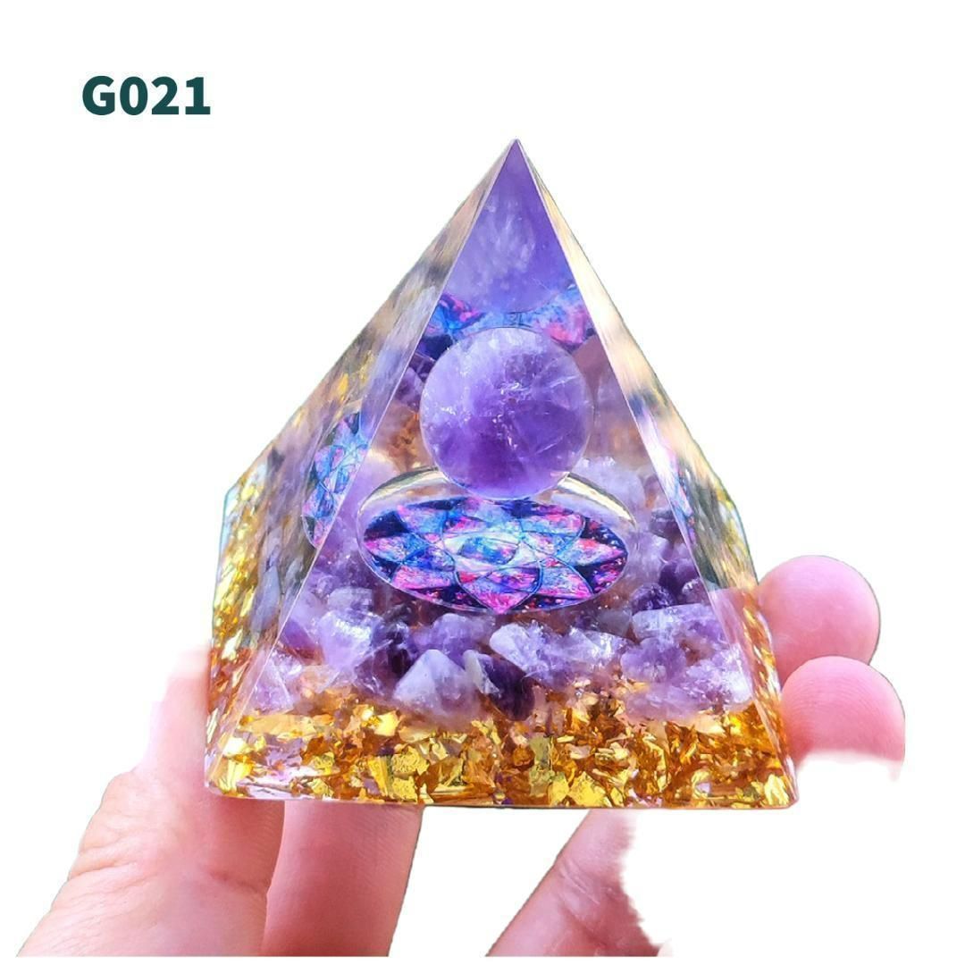 強力浄化&金運上昇⭐️癒しの観音様⭐️ヒマラヤ水晶とアメジスト　オルゴナイト ✨高品質＆強力 アメジスト×ラピスラズリ ピラミッド型