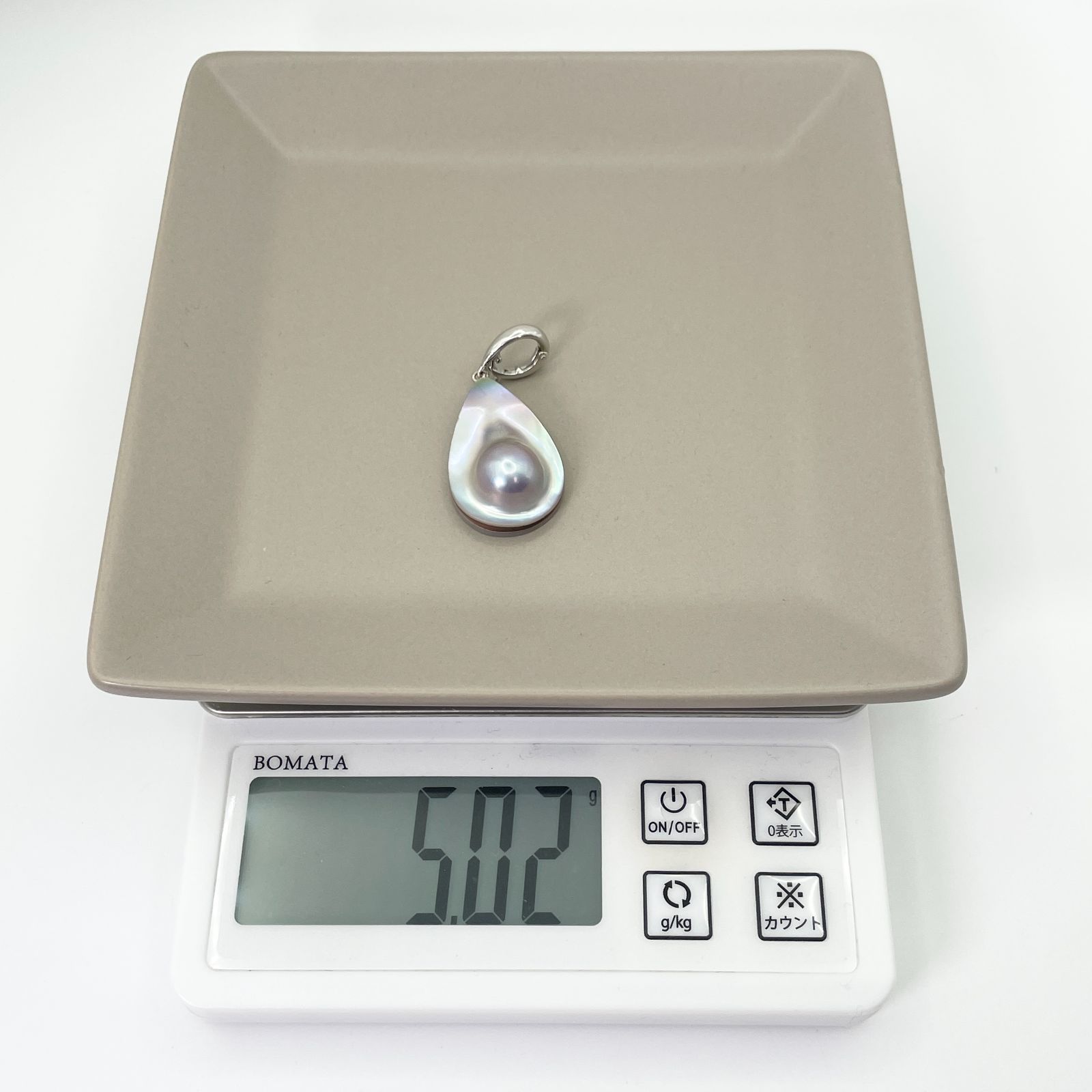 田崎真珠 K18WG マベパール ネックレストップ 母貝付き/24-4594S