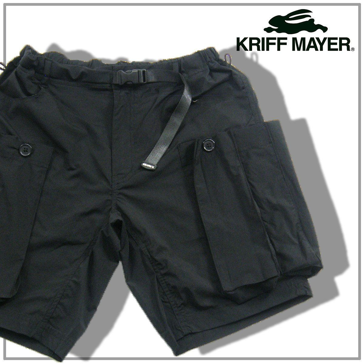 【新品】 KRIFF MAYER / クリフメイヤービッグポケット ショートパンツ 速乾 軽量 ストレッチ  ハーフパンツ クライミングパンツ キャンプショーツ ウェビングベルト 大容量ポケット ブラック 春夏